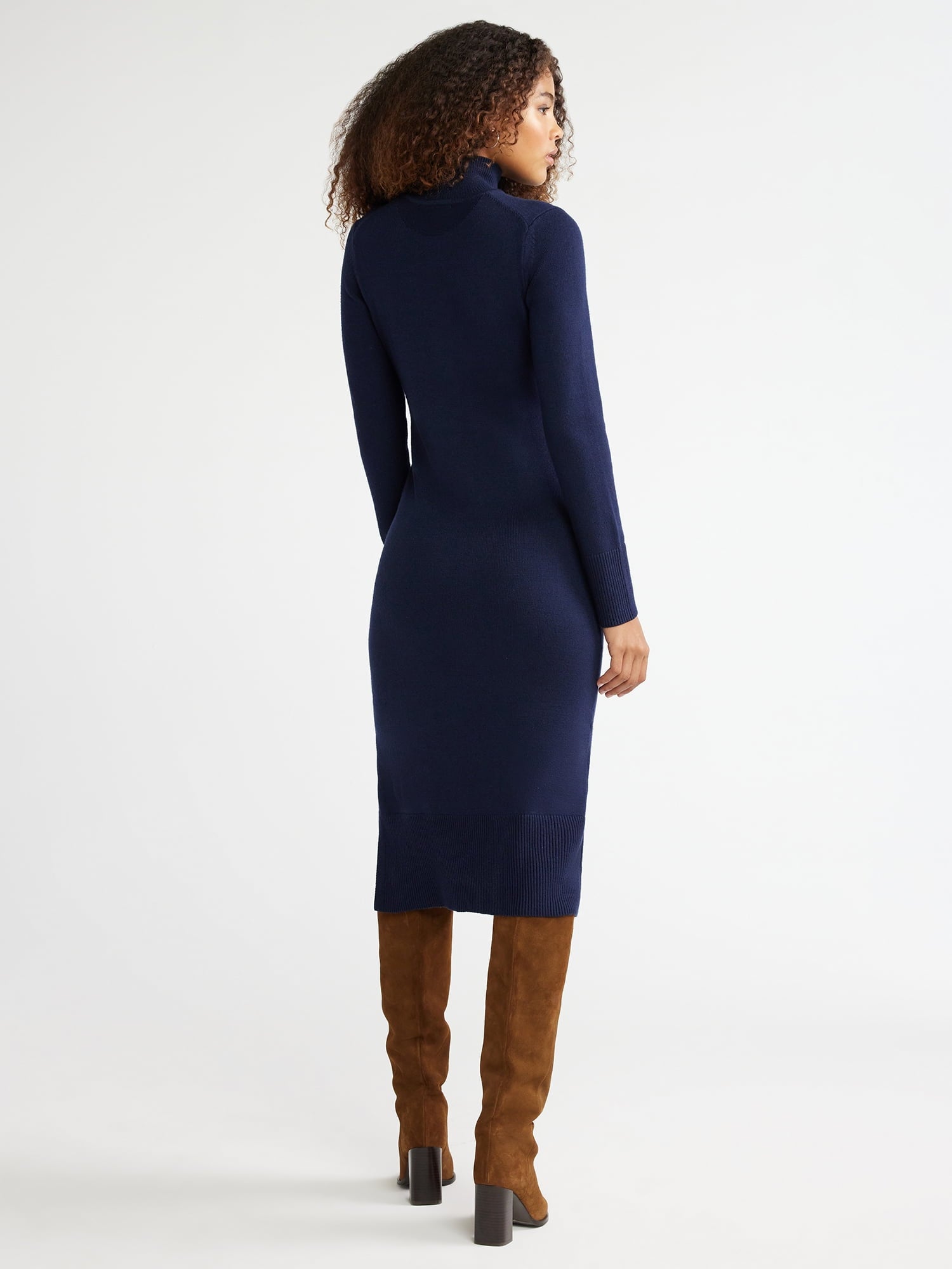 Free Assembly Women’s Turtleneck Sweater Midi Dress with Long Sleeves, Sizes XS-XXXL - image 9 of 10