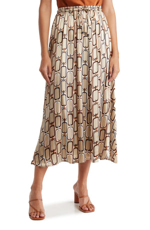 T Tahari Satin A-Line Skirt, Main, color, CREAM CHAIN
