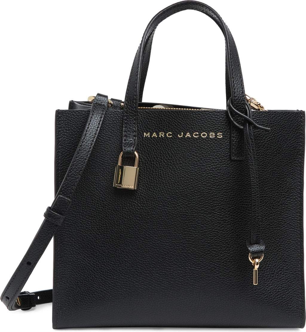 MARC JACOBS Mini Grind Coated Leather Tote, Main, color, BLACK