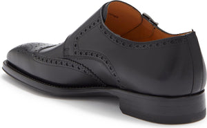 Magnanni Yuma Brogue Wingtip Leather Loafer, Alternate, color, BLACK