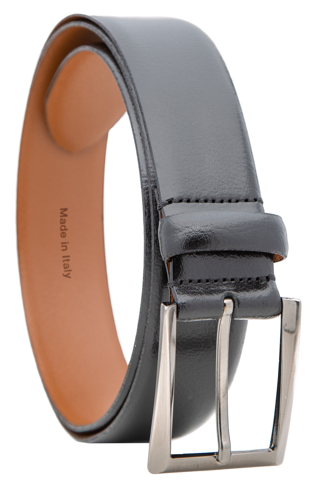 MADE IN ITALY Soft Pebble Grain Leather Belt, Main, color, BLACK