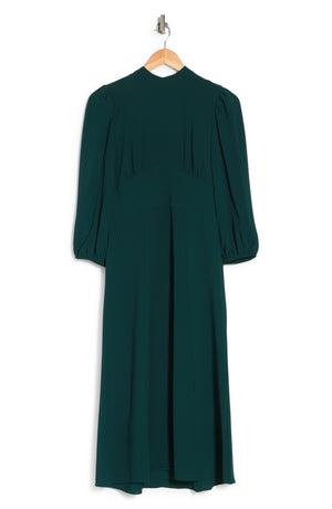 MAGGY LONDON Mock Neck Long Sleeve Midi Dress, Main, color, HUNTER GREEN