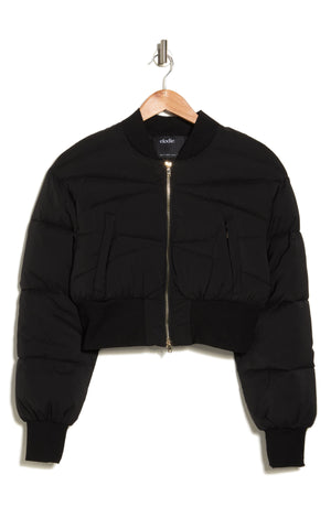 ELODIE Quilted Bomber Jacket, Main, color, BLACK