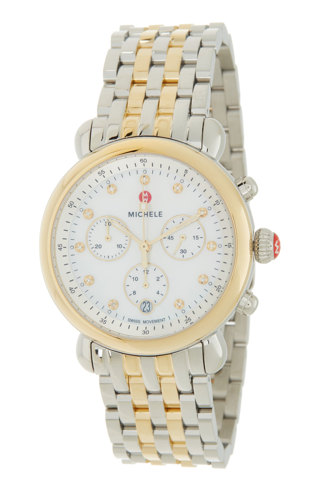 MICHELE Women's CSX Diamond Embellished Bracelet Watch, 38mm - 0.03 ctw, Main, color, WHITE