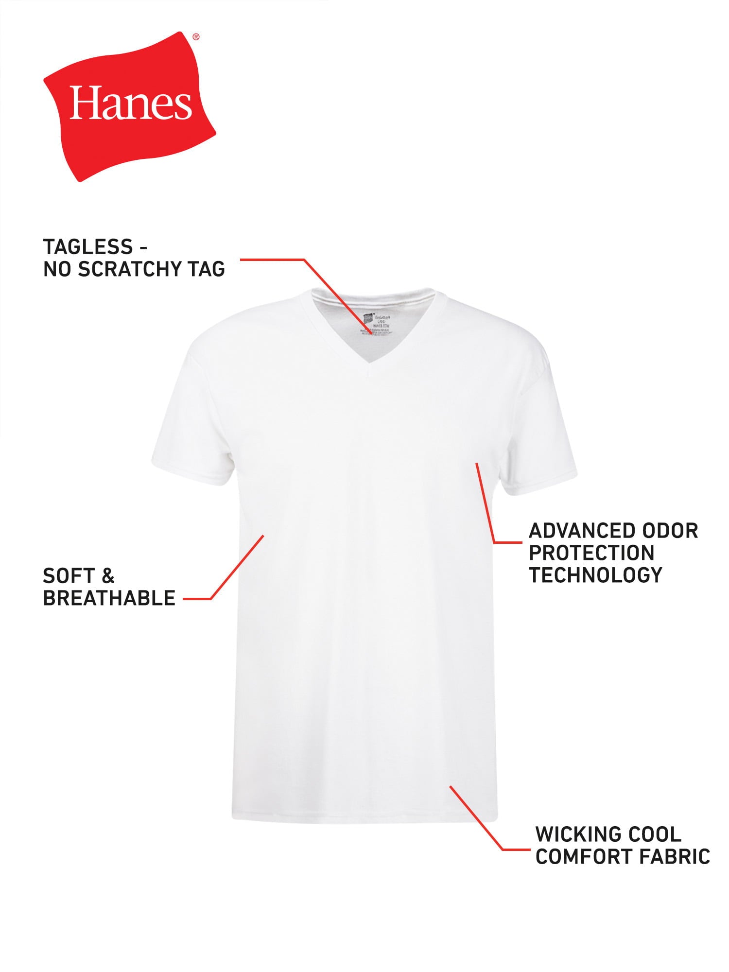 Hanes Men's Super Value Pack White V-Neck Undershirts, 10 Pack - image 6 of 9