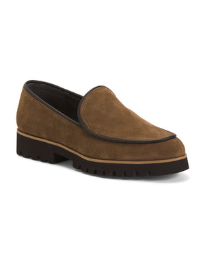 Suede Lug Sole Loafers