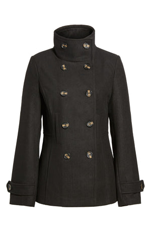THREAD & SUPPLY Double Breasted Peacoat, Alternate, color, BLACK