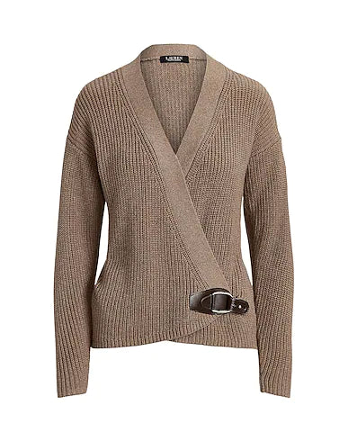 LAUREN RALPH LAUREN Cardigan BUCKLE-TRIM COTTON CARDIGAN
 Dove grey 100% Cotton