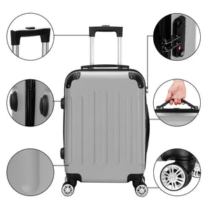 image 5 of Zimtown 3 Piece Nested Spinner Suitcase Luggage Set With TSA Lock Gray