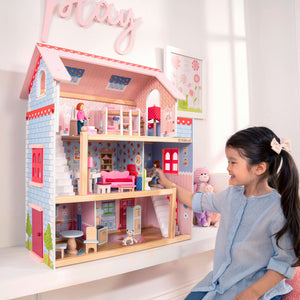 image 2 of KidKraft Chelsea Doll Cottage Wooden Dollhouse with 16 Accessories, for 5-Inch Dolls