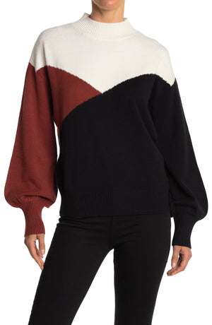 LAUNDRY BY SHELLI SEGAL Colorblock Print Blouson Sleeve Sweater, Main, color, HENNA COMBO