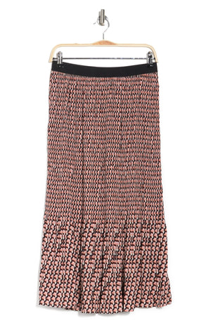 ADRIANNA PAPELL Woven Print Release Print Midi Skirt, Alternate, color, PINK RETRO GEO
