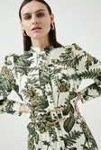 Vintage Toile Cotton Sateen Midi Shirt Dress