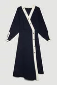 Twill Asymetric Midi Wrap Dress