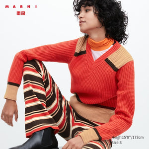 Knitted V-Neck Long-Sleeve Sweater (MARNI)