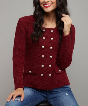 Dark Rust Ribbed-Hem Snap Cardigan - Women